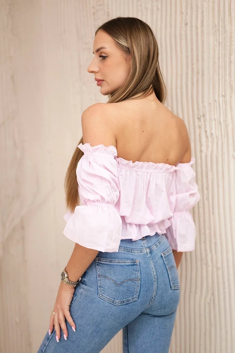 Off - the - shoulder blouse 5435 / – Powder цвет / color | Lexline Fashion