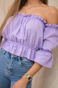 Off - the - shoulder blouse 5435 / – Purple цвет / color | Lexline Fashion