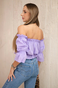 Off - the - shoulder blouse 5435 / – Purple цвет / color | Lexline Fashion