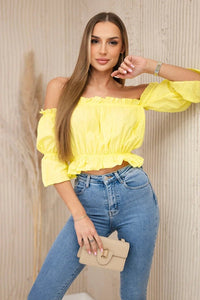 Off - the - shoulder blouse 5435 / – Yellow цвет / color | Lexline Fashion