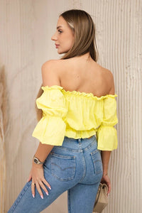 Off - the - shoulder blouse 5435 / – Yellow цвет / color | Lexline Fashion