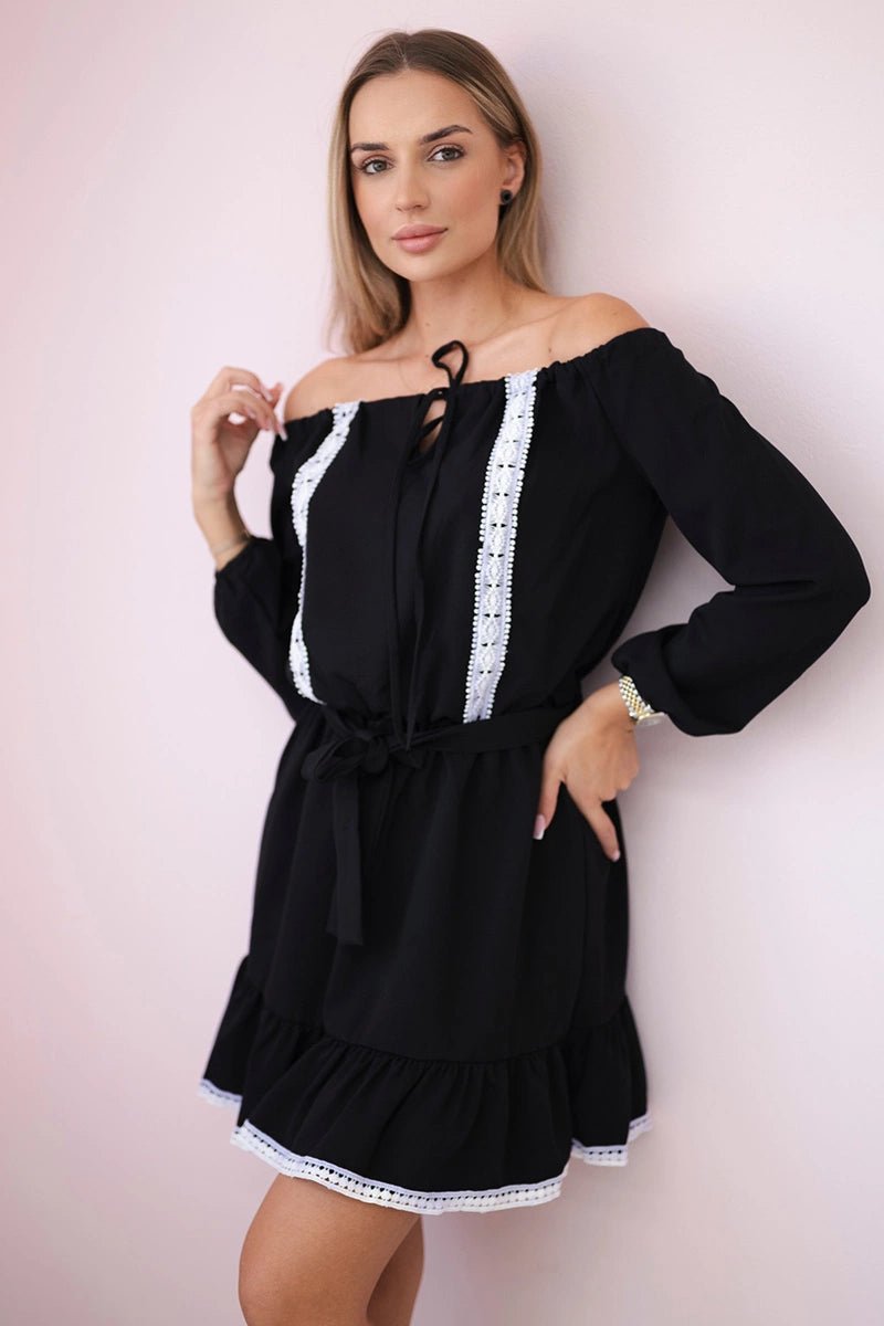 Off - the - shoulder dress 66046 / – Black цвет / color | Lexline Fashion