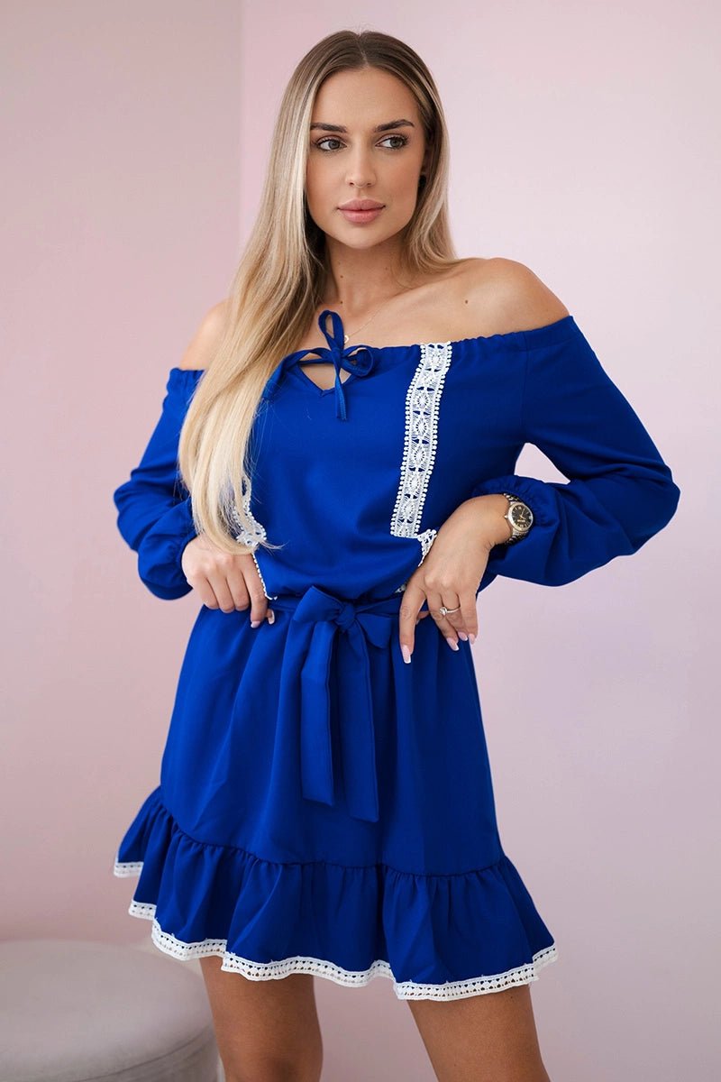 Off - the - shoulder dress 66046 / – Blue cornflower цвет / color | Lexline Fashion