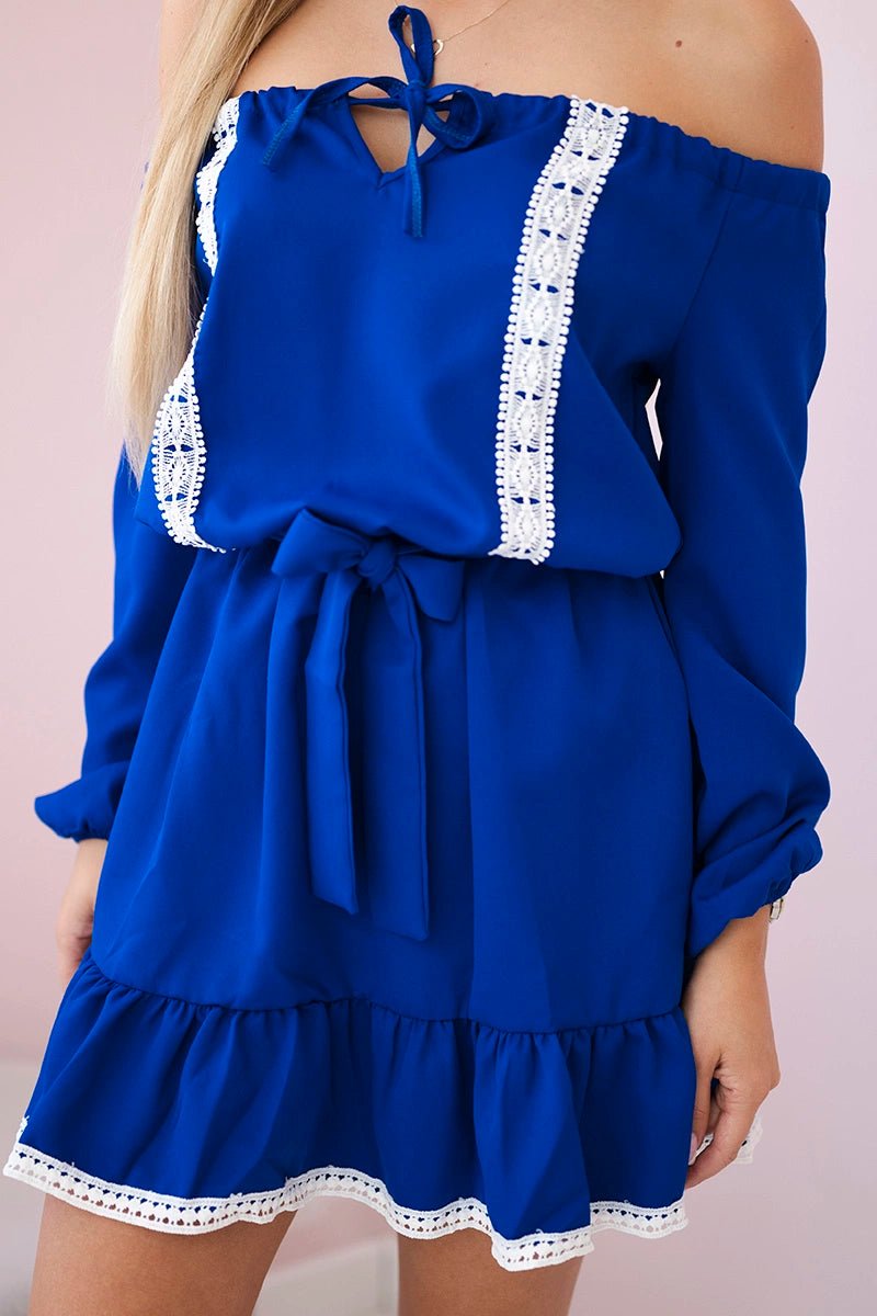 Off - the - shoulder dress 66046 / – Blue cornflower цвет / color | Lexline Fashion