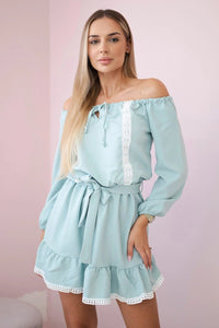 Off - the - shoulder dress 66046 / – Dark || Mint цвет / color | Lexline Fashion