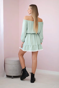 Off - the - shoulder dress 66046 / – Light || Green цвет / color | Lexline Fashion