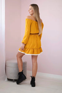 Off - the - shoulder dress 66046 / – Mustard цвет / color | Lexline Fashion