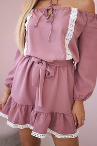 Off - the - shoulder dress 66046 / – Pink || Dark цвет / color | Lexline Fashion