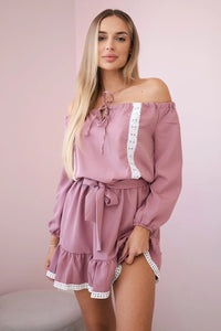 Off - the - shoulder dress 66046 / – Pink || Dark цвет / color | Lexline Fashion
