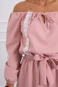 Off - the - shoulder dress 66046 / – Powder цвет / color | Lexline Fashion