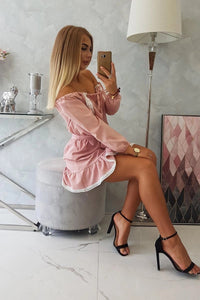 Off - the - shoulder dress 66046 / – Powder цвет / color | Lexline Fashion