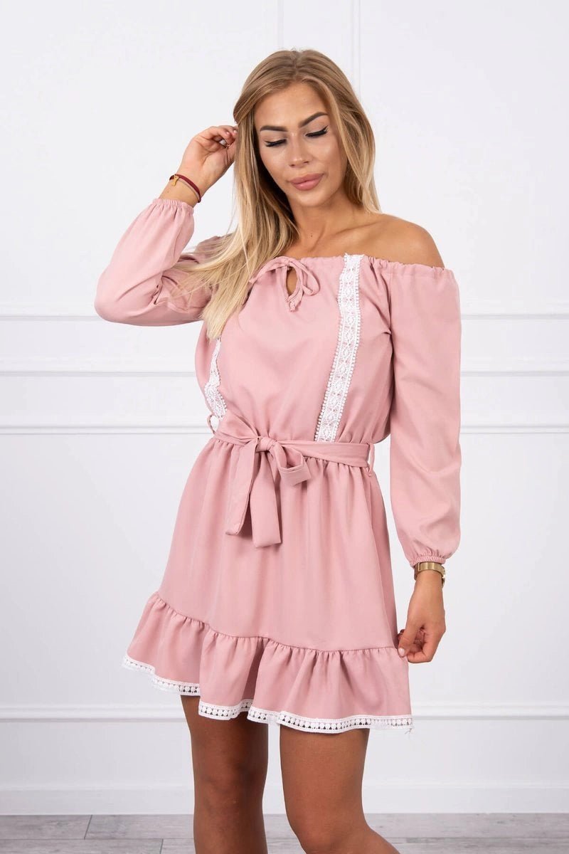 Off - the - shoulder dress 66046 / – Powder цвет / color | Lexline Fashion