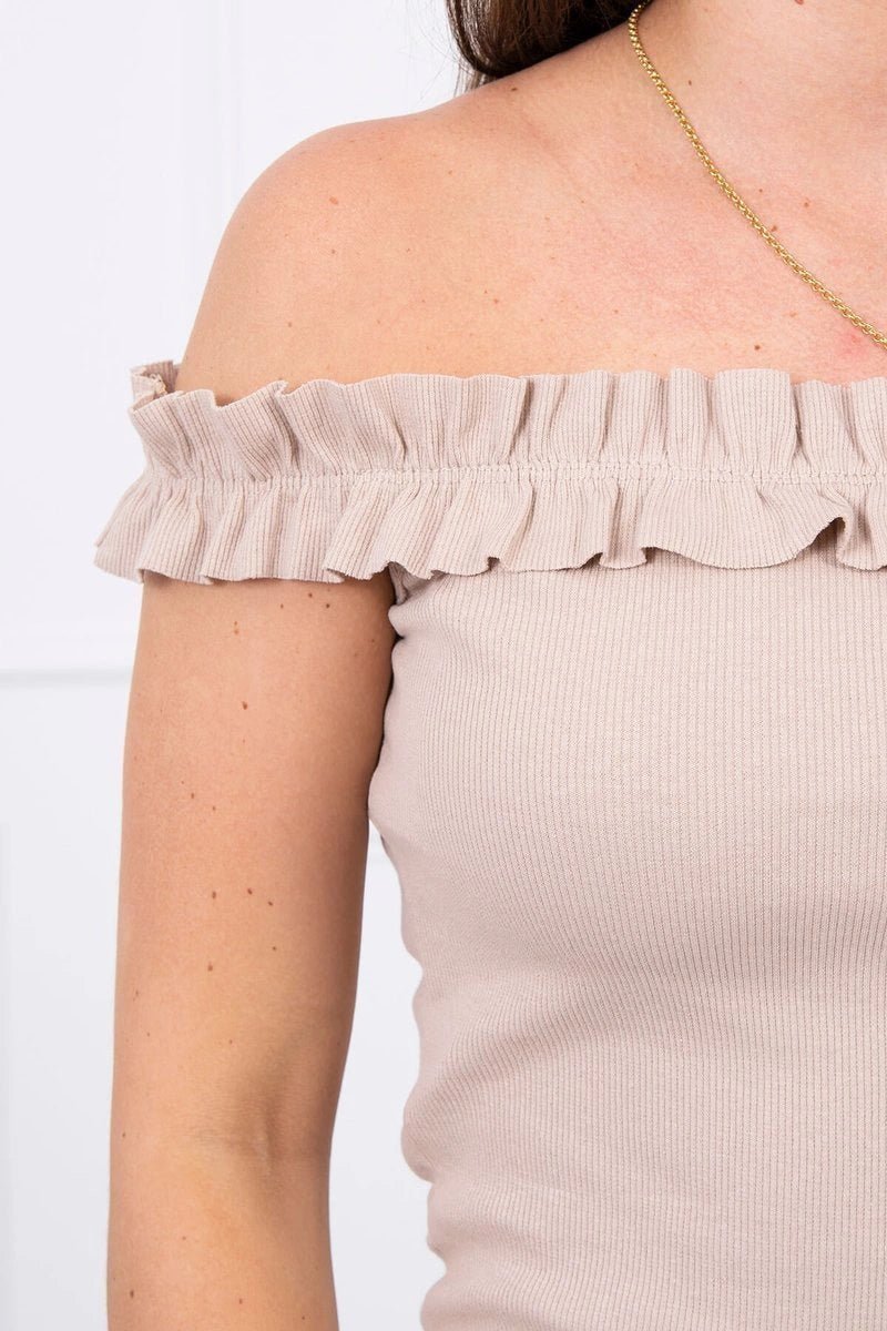 Off - the - shoulder dress 9097 / – Beige цвет / color | Lexline Fashion