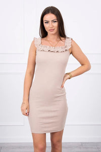 Off - the - shoulder dress 9097 / – Beige цвет / color | Lexline Fashion