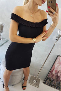 Off - the - shoulder dress 9097 / – Black цвет / color | Lexline Fashion