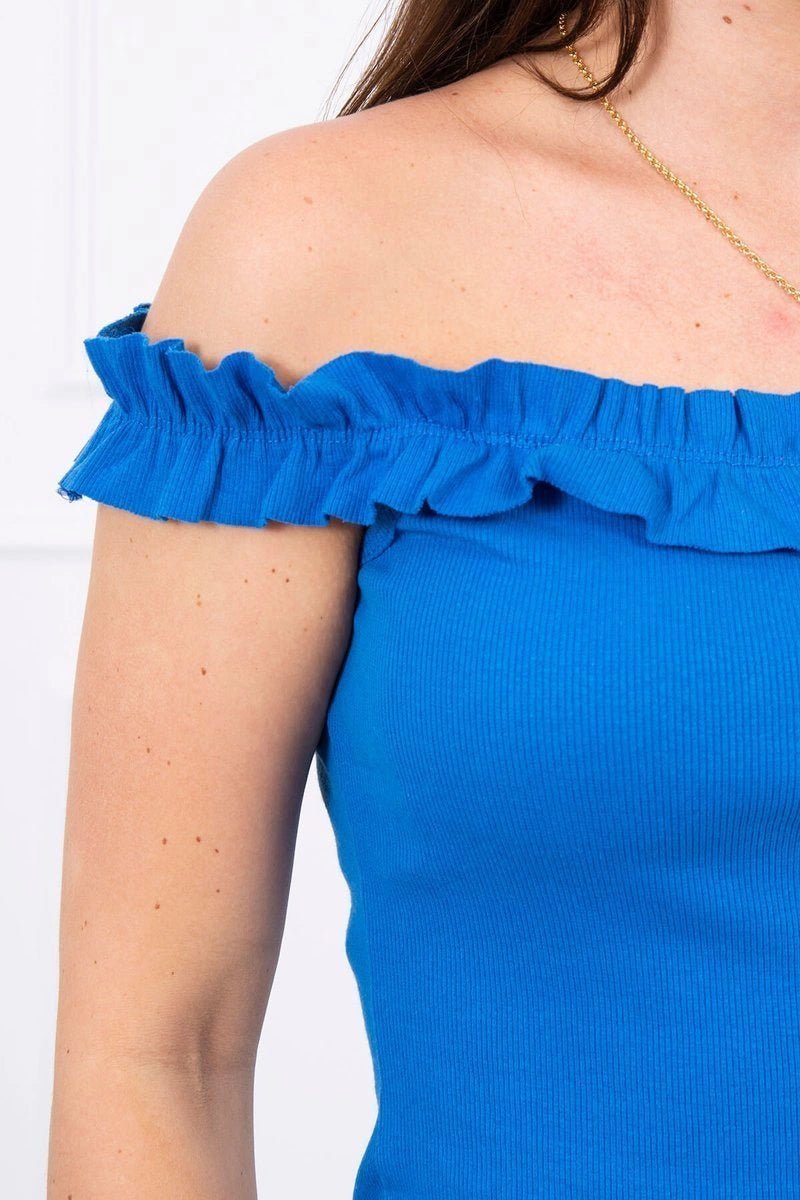 Off - the - shoulder dress 9097 / – Blue cornflower цвет / color | Lexline Fashion