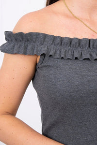 Off - the - shoulder dress 9097 / – Graphite цвет / color | Lexline Fashion