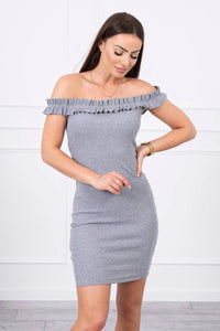 Off - the - shoulder dress 9097 / – Gray цвет / color | Lexline Fashion