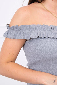Off - the - shoulder dress 9097 / – Gray цвет / color | Lexline Fashion
