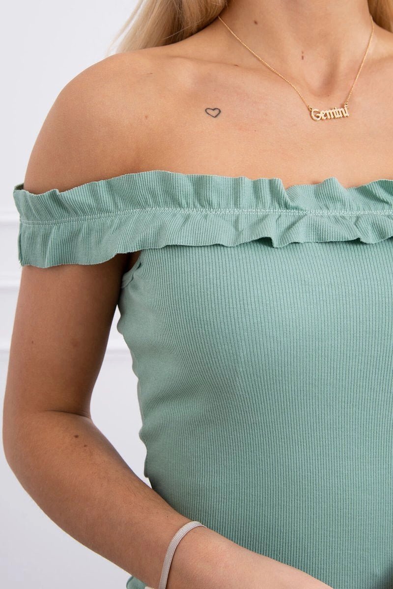 Off - the - shoulder dress 9097 / – Mint || Dark цвет / color | Lexline Fashion