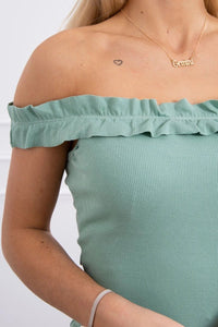 Off - the - shoulder dress 9097 / – Mint || Dark цвет / color | Lexline Fashion