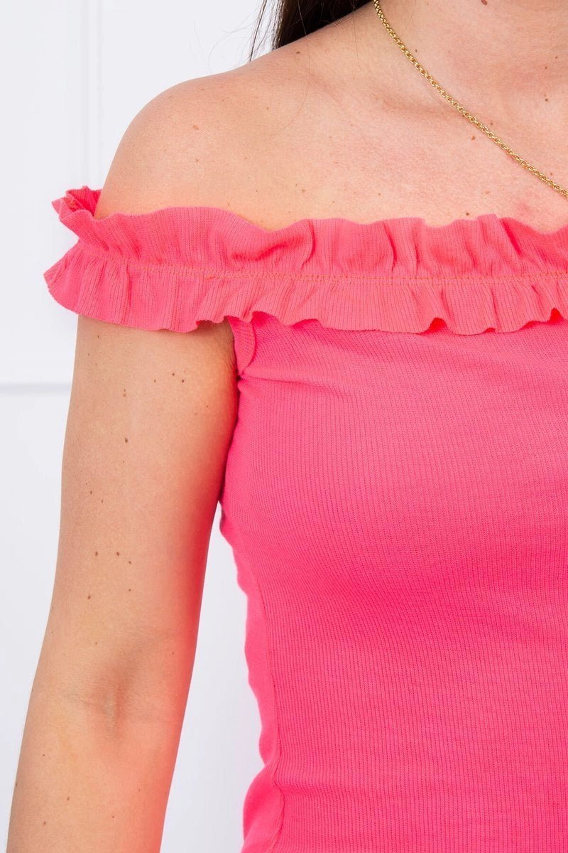 Off - the - shoulder dress 9097 / – Neon pink цвет / color | Lexline Fashion