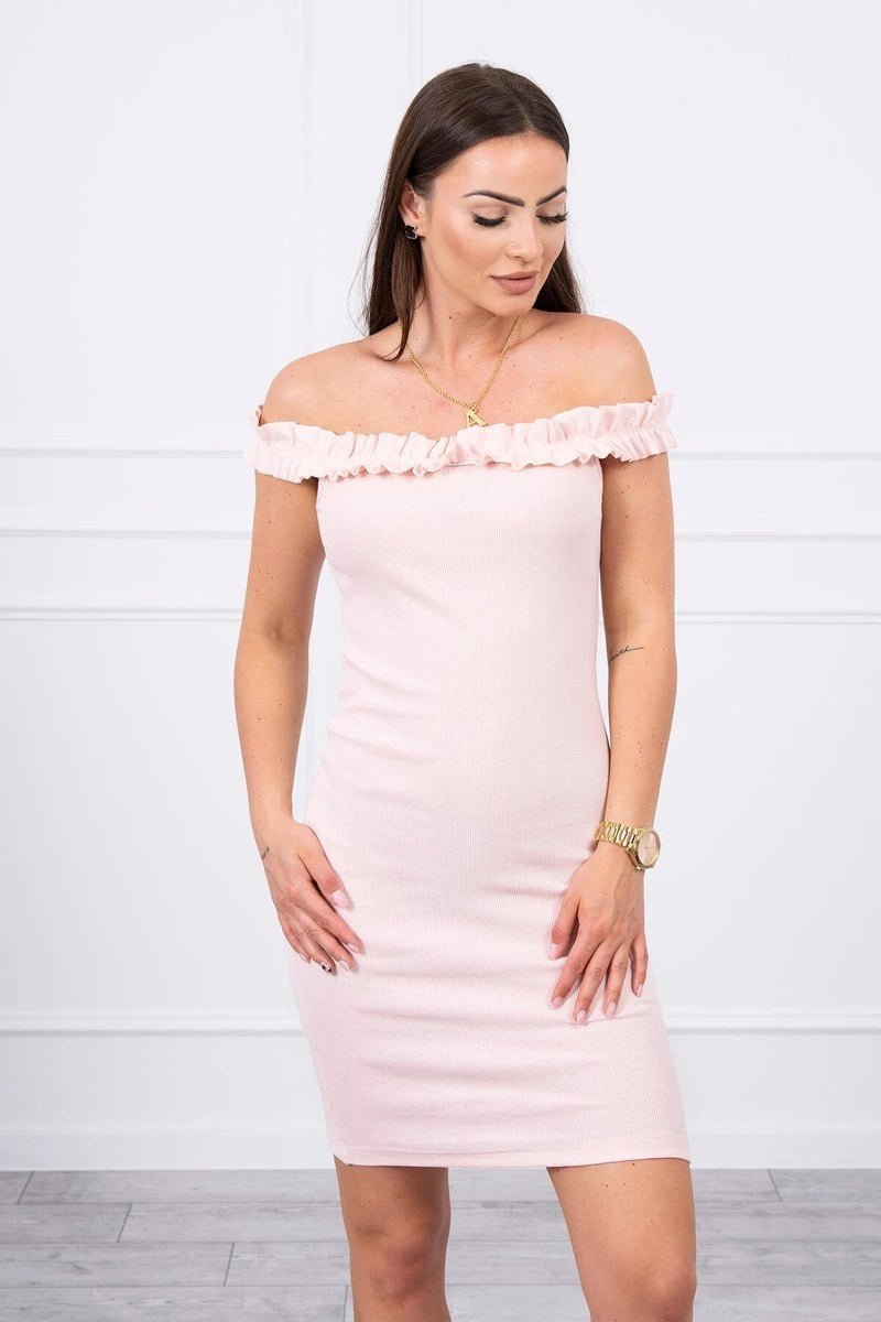 Off - the - shoulder dress 9097 / – Powder цвет / color | Lexline Fashion