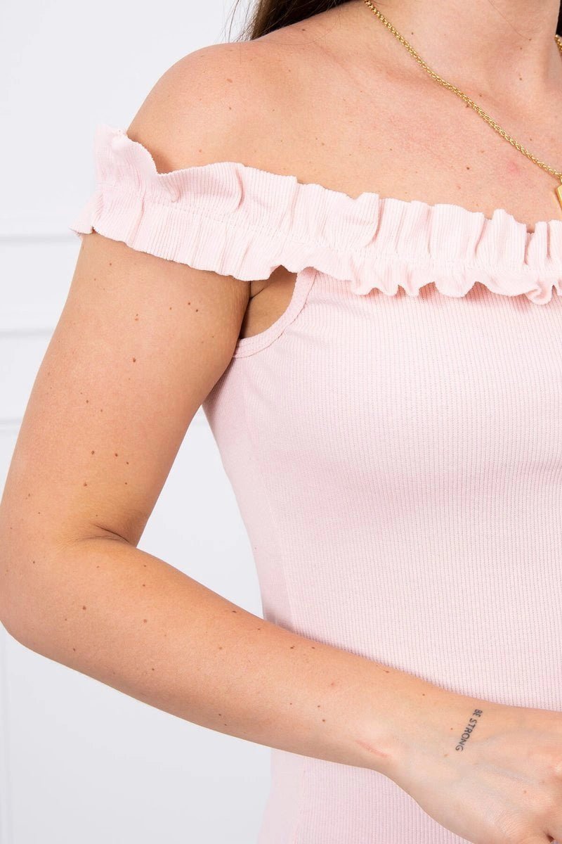 Off - the - shoulder dress 9097 / – Powder цвет / color | Lexline Fashion