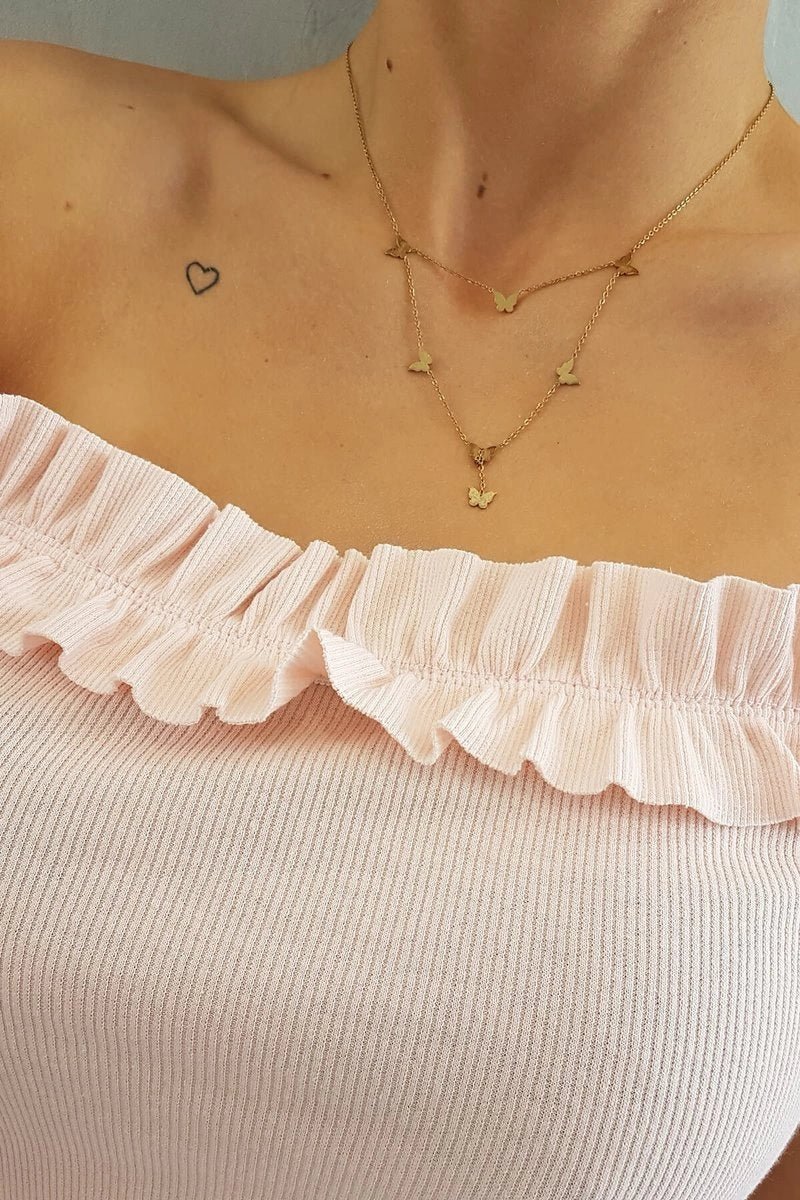 Off - the - shoulder dress 9097 / – Powder цвет / color | Lexline Fashion