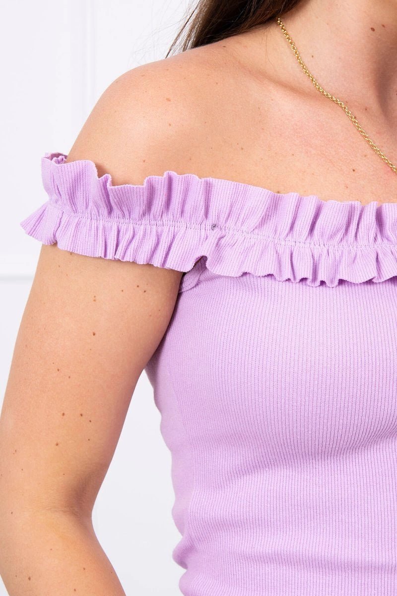 Off - the - shoulder dress 9097 / – Purple цвет / color | Lexline Fashion