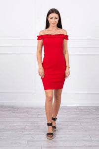 Off - the - shoulder dress 9097 / – Red цвет / color | Lexline Fashion