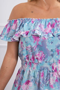 Off - the - shoulder floral dress 9252 / – Mint цвет / color | Lexline Fashion