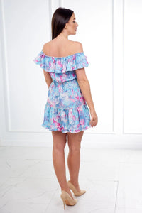 Off - the - shoulder floral dress 9252 / – Mint цвет / color | Lexline Fashion