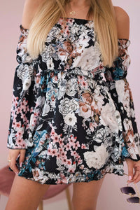 Off - the - shoulder floral dress 9264 / – Black цвет / color | Lexline Fashion