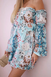 Off - the - shoulder floral dress 9264 / – Mint цвет / color | Lexline Fashion