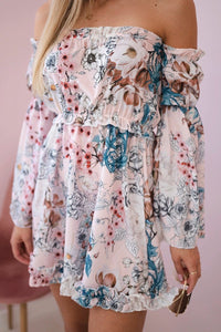 Off - the - shoulder floral dress 9264 / – Powder цвет / color | Lexline Fashion