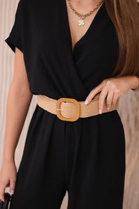 Overalls with a decorative belt at the waist 5877 / – Black цвет / color | Lexline Fashion