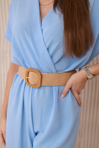 Overalls with a decorative belt at the waist 5877 / – Blue цвет / color | Lexline Fashion