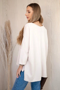 Oversize blouse with necklace 17964 / – Beige цвет / color | Lexline Fashion