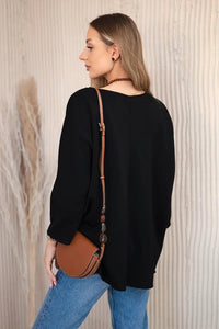 Oversize blouse with necklace 17964 / – Black цвет / color | Lexline Fashion