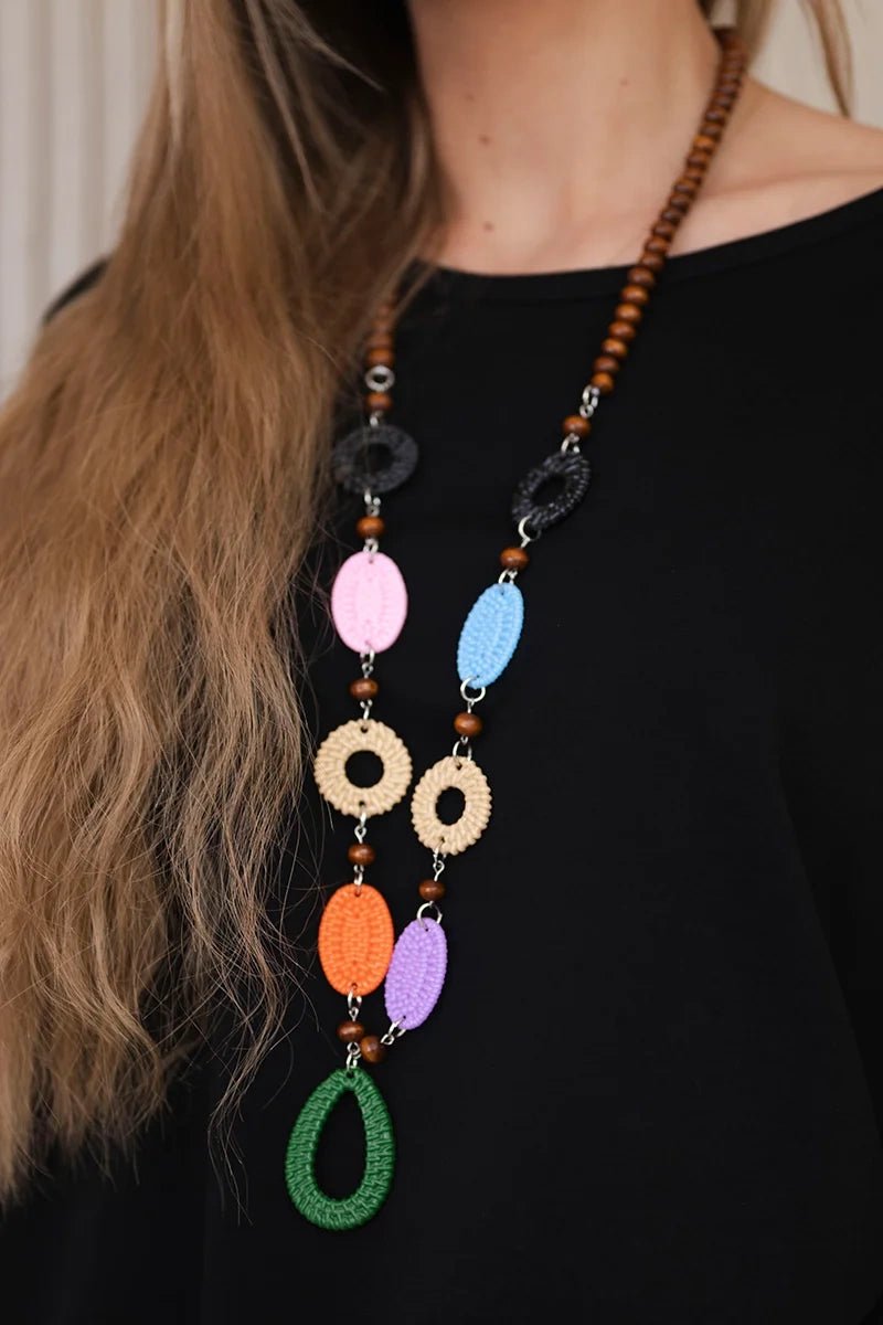 Oversize blouse with necklace 17964 / – Black цвет / color | Lexline Fashion