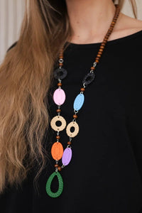 Oversize blouse with necklace 17964 / – Black цвет / color | Lexline Fashion