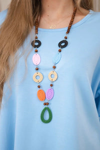 Oversize blouse with necklace 17964 / – Blue цвет / color | Lexline Fashion