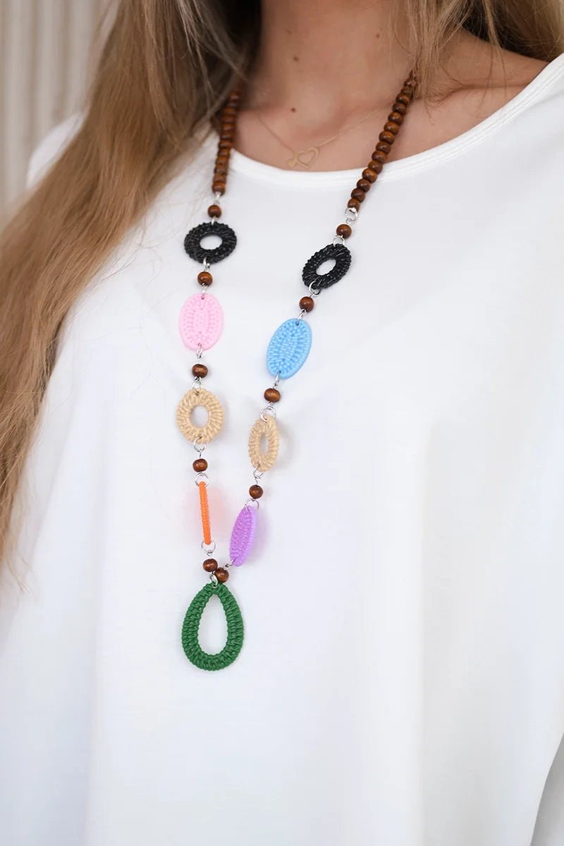 Oversize blouse with necklace 17964 / – Ecru цвет / color | Lexline Fashion