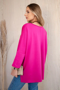 Oversize blouse with necklace 17964 / – Fuchsia цвет / color | Lexline Fashion