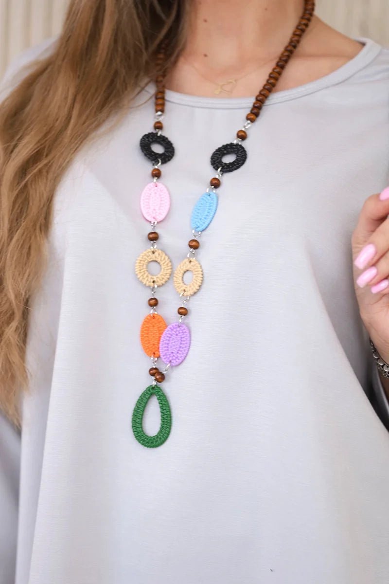 Oversize blouse with necklace 17964 / – Gray цвет / color | Lexline Fashion