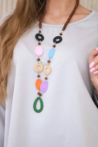 Oversize blouse with necklace 17964 / – Gray цвет / color | Lexline Fashion