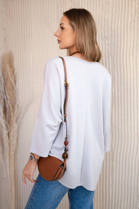 Oversize blouse with necklace 17964 / – Gray цвет / color | Lexline Fashion
