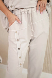 Oversize cotton set sweatshirt + pants ART10853 / – Beige цвет / color | Lexline Fashion