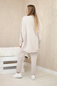 Oversize cotton set sweatshirt + pants ART10853 / – Beige цвет / color | Lexline Fashion